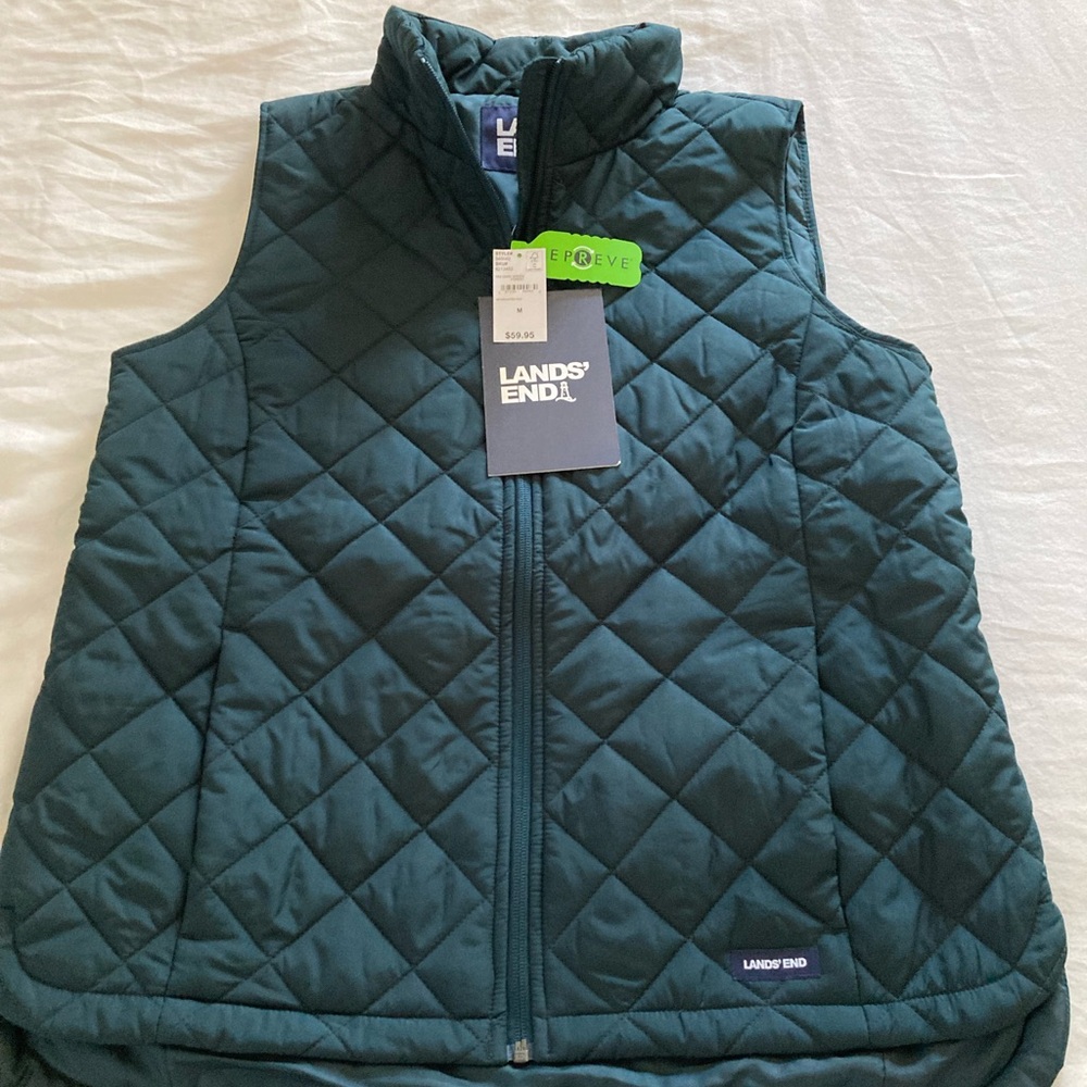Lands' End Women's Quilted Vest - Dark Green